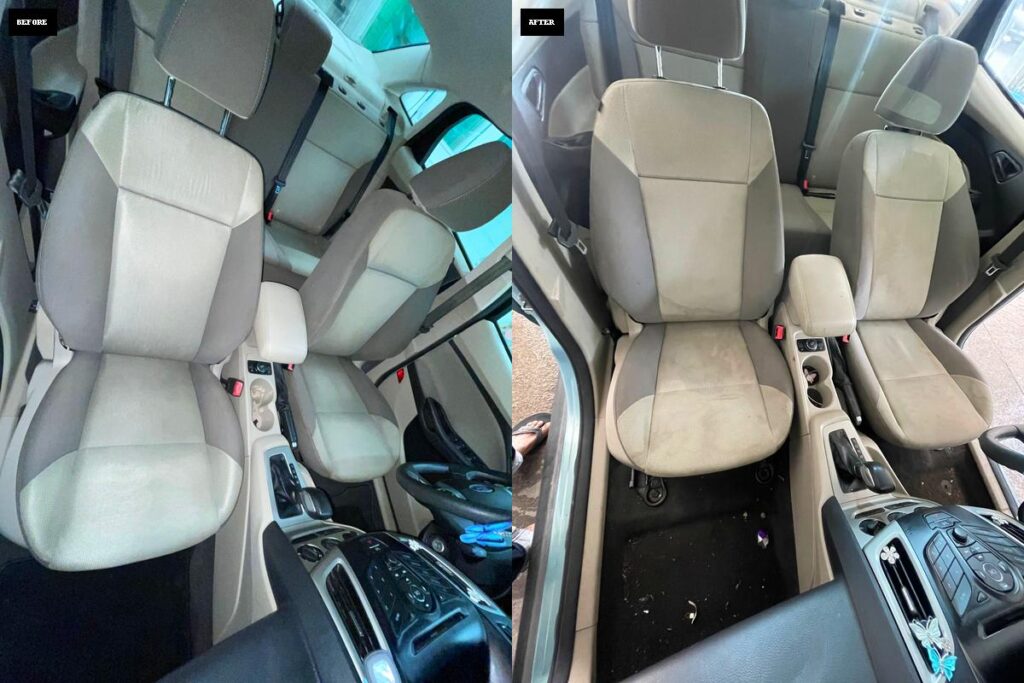 Interior car detailing in Windsor with steam cleaning and full vacuum service at Moud’s Motor Spa